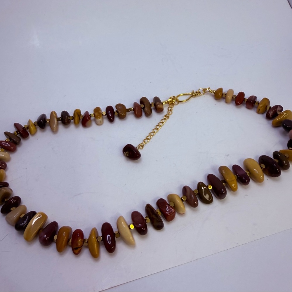 Artisan Mookaite Jasper Nugget and Hematite Necklace and Matching Earrings - Picture 3 of 13
